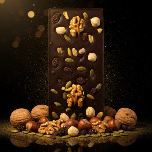 Tableta de Chocolate Negro 72% con Frutos Secos