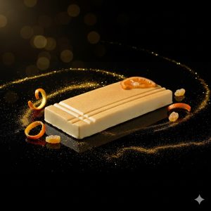 Turrón Artesano de Naranja y Chocolate Blanco Exterior con base de Mantequilla y Nata Fresca