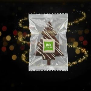 Abeto Souvenir de chocolate Blanco,Negro o Leche  Corporativo con logo estampado